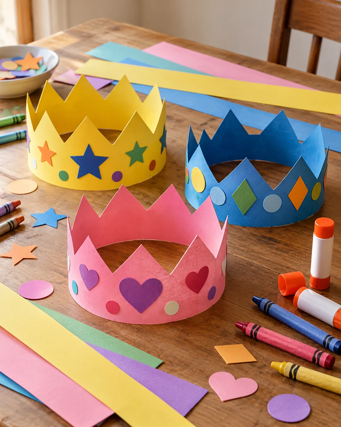 Illustrative concept: make a paper crown for a character.
