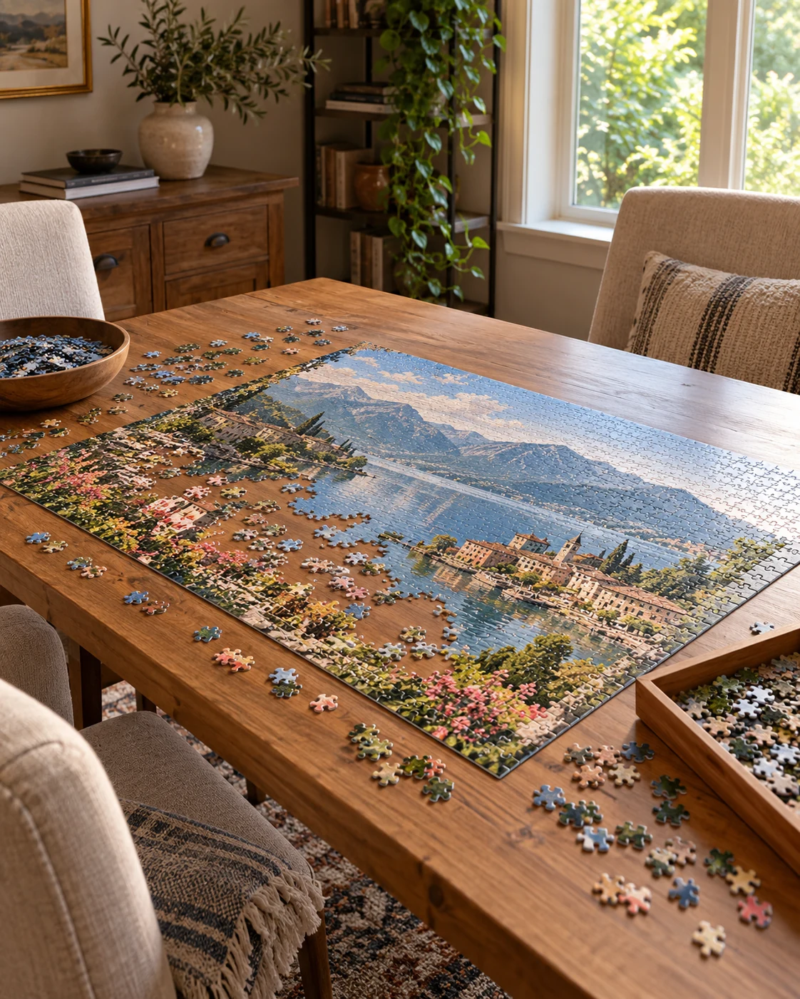 Illustrative concept: a shared puzzle with a clear stopping point.