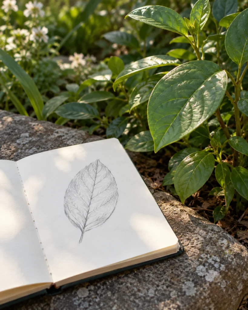 Illustrative concept: draw one leaf without picking it.