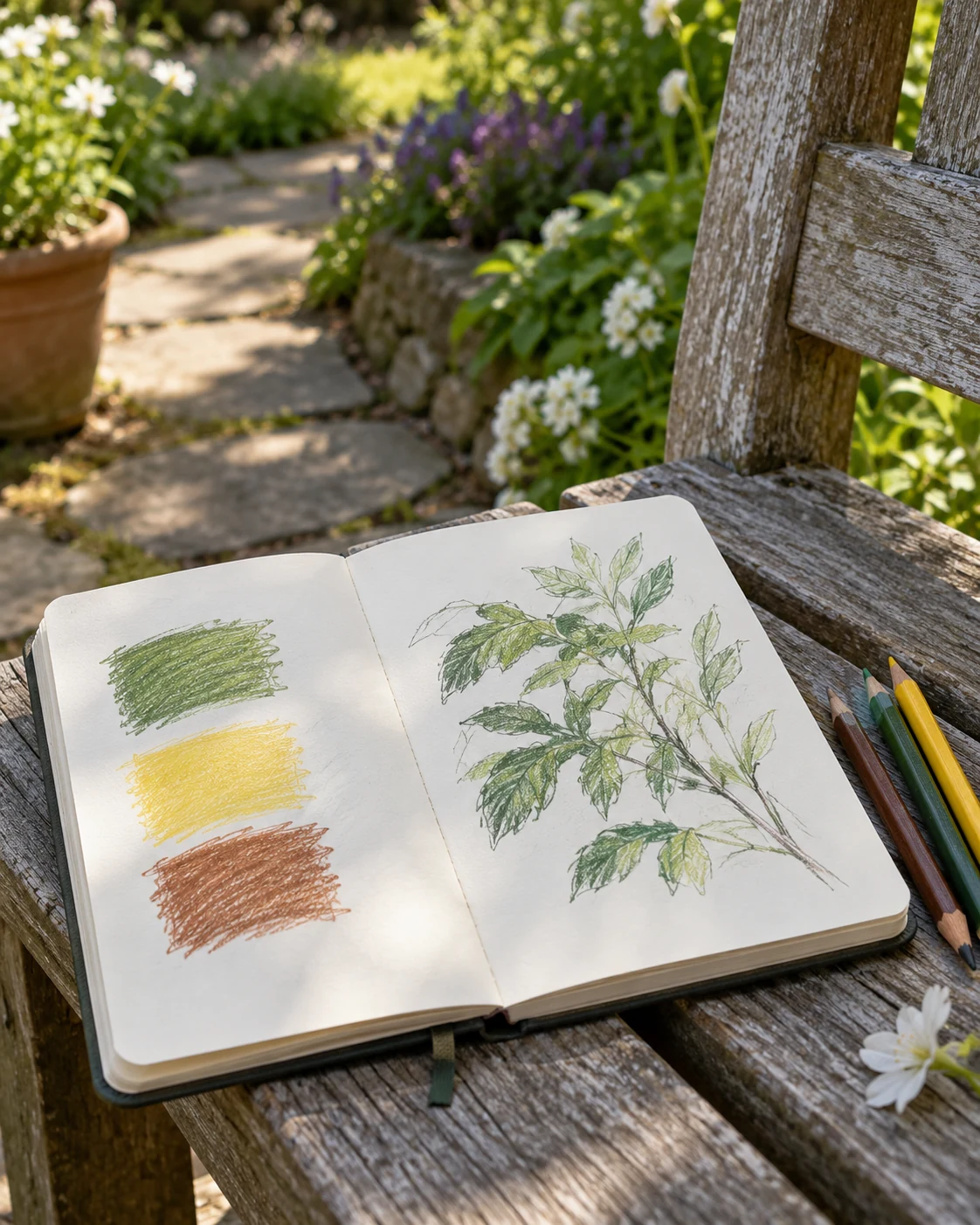 Illustrative concept: find three colors in the same view.
