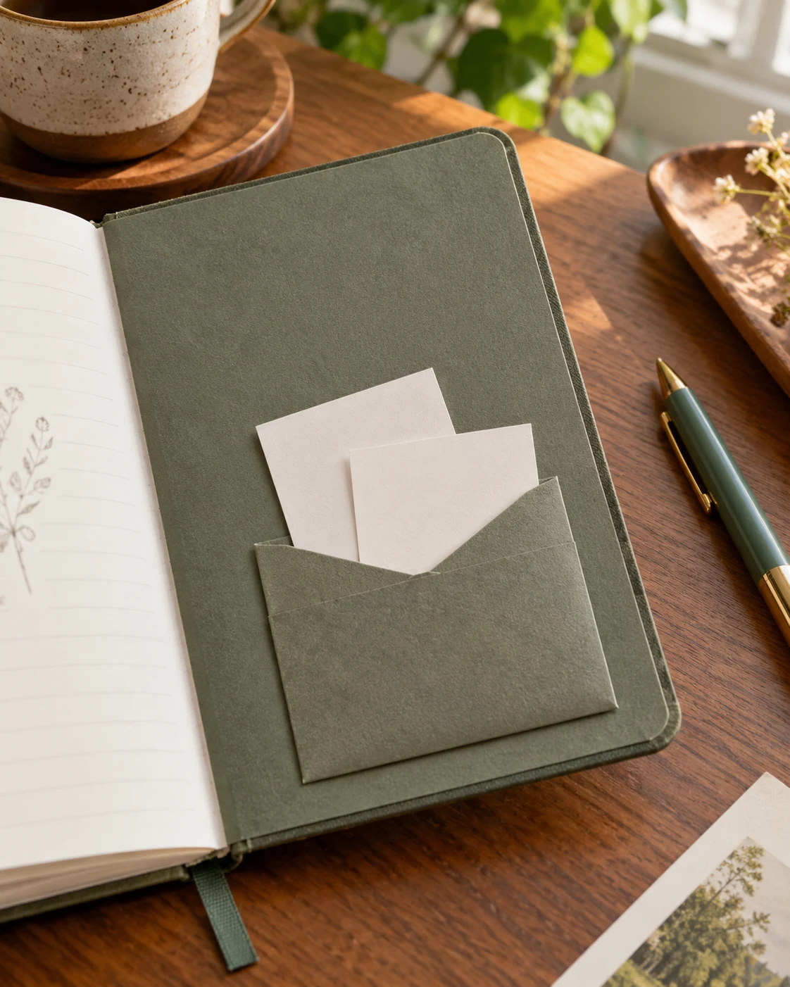 Illustrative concept: use an envelope for loose references.
