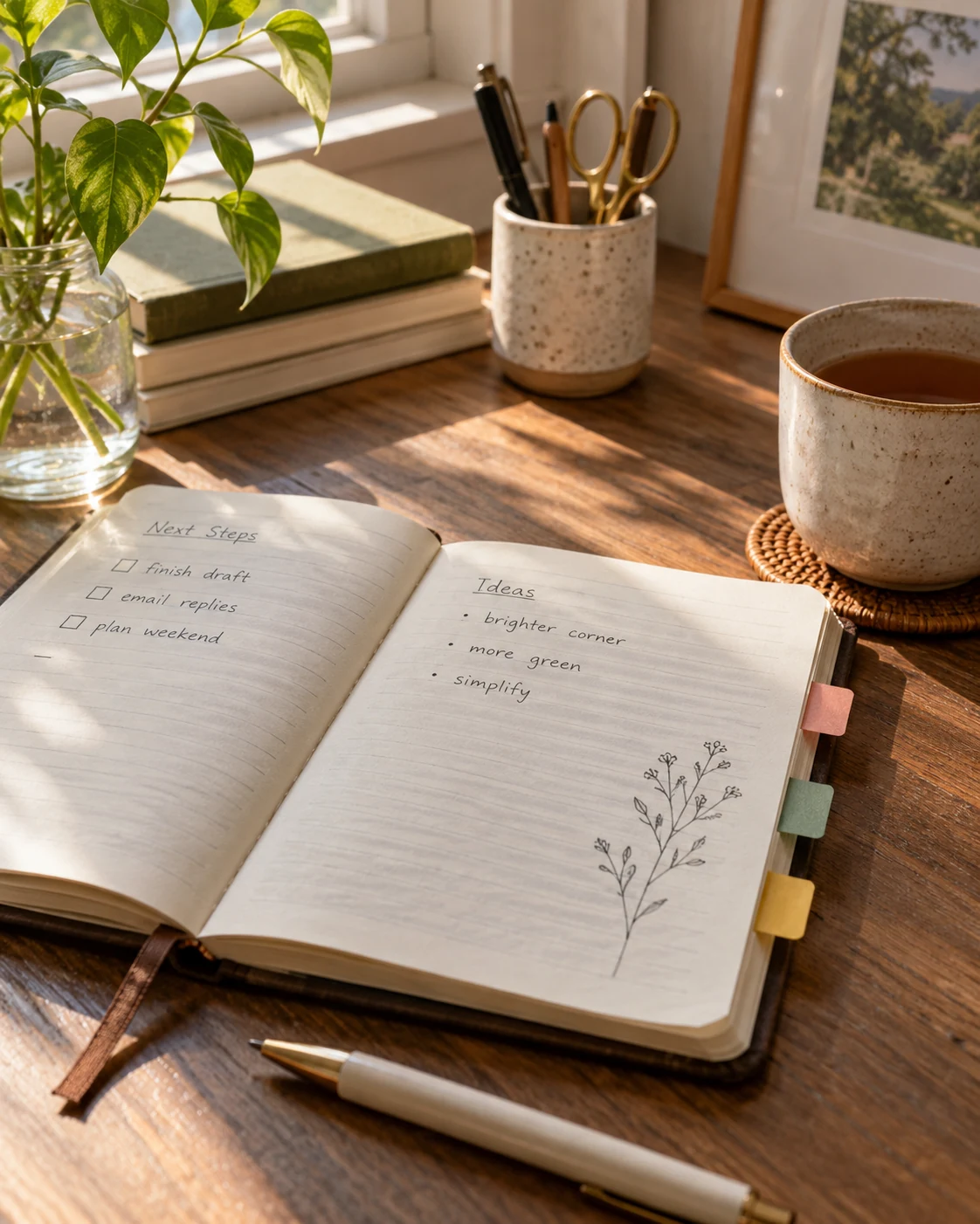 Illustrative concept: leave a page for finding things again.
