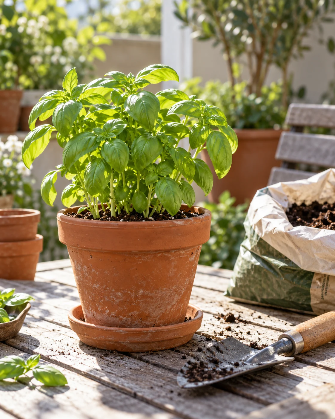 Illustrative concept: grow one suitable herb in a pot.