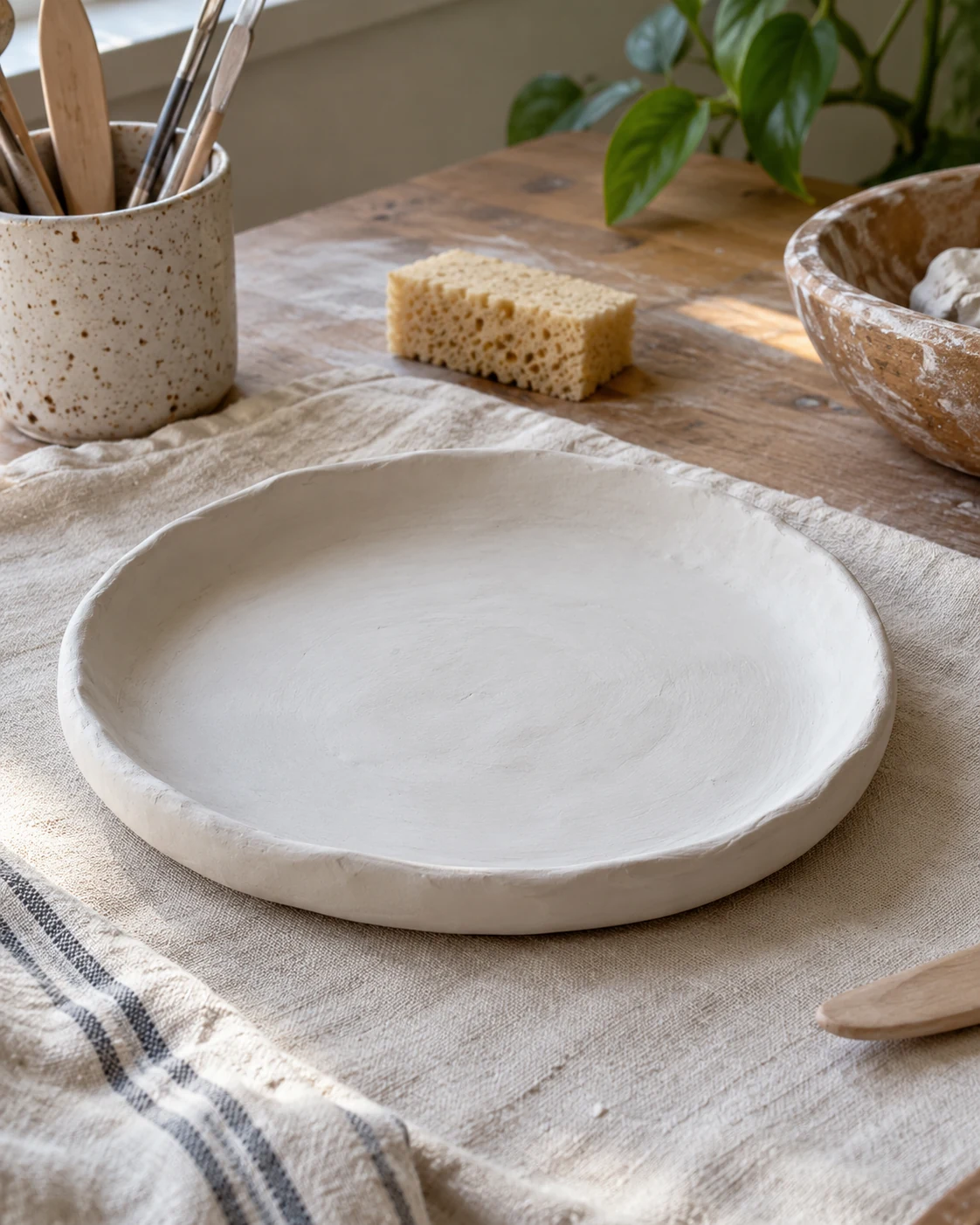 Illustrative concept: shape a small clay dish.