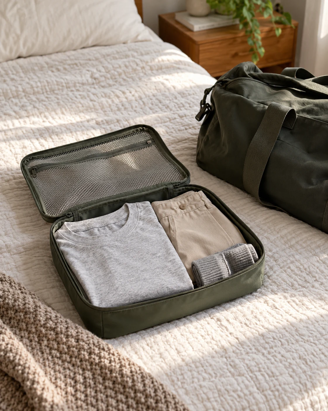 Illustrative concept: choose one compact clothing change.