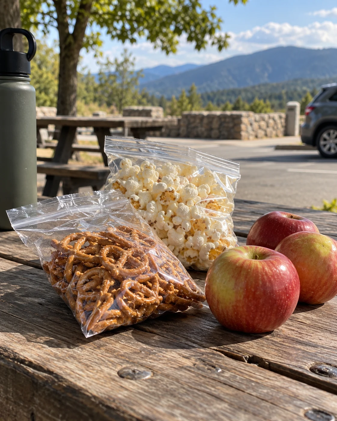 Illustrative concept: choose snacks you can store appropriately.
