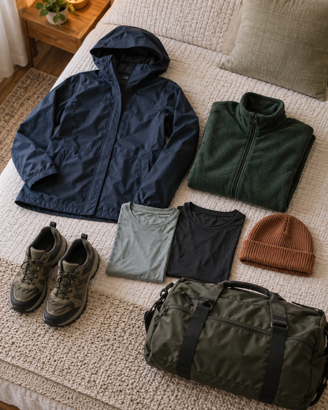 Illustrative packing concept: weather layers packed as separate jobs.